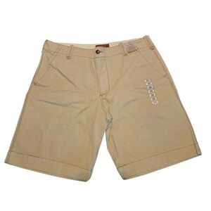 Plugg Co Mens Twill Cargo Shorts Khaki Tan Cotton Flat Front Casual Size 38 NWT